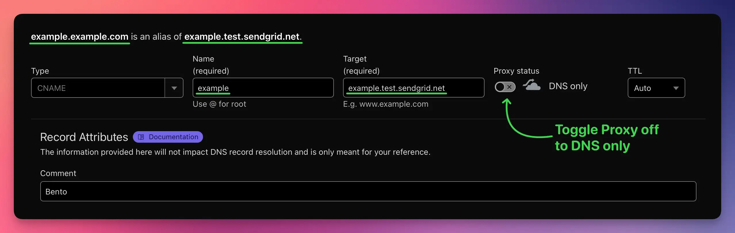 Adding a CNAME record