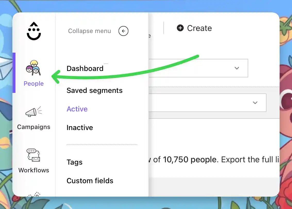 Drip dashboard highlighting the People tab