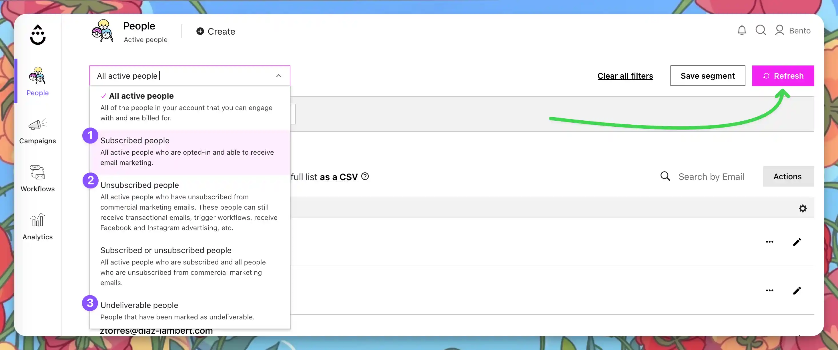 Filtering Drip people before export