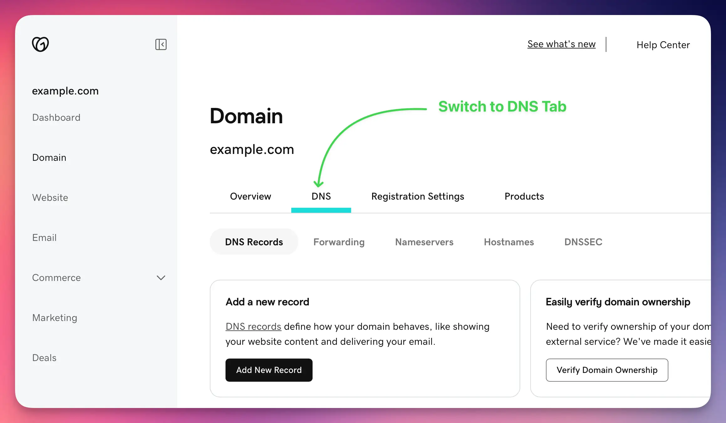 GoDaddy DNS management