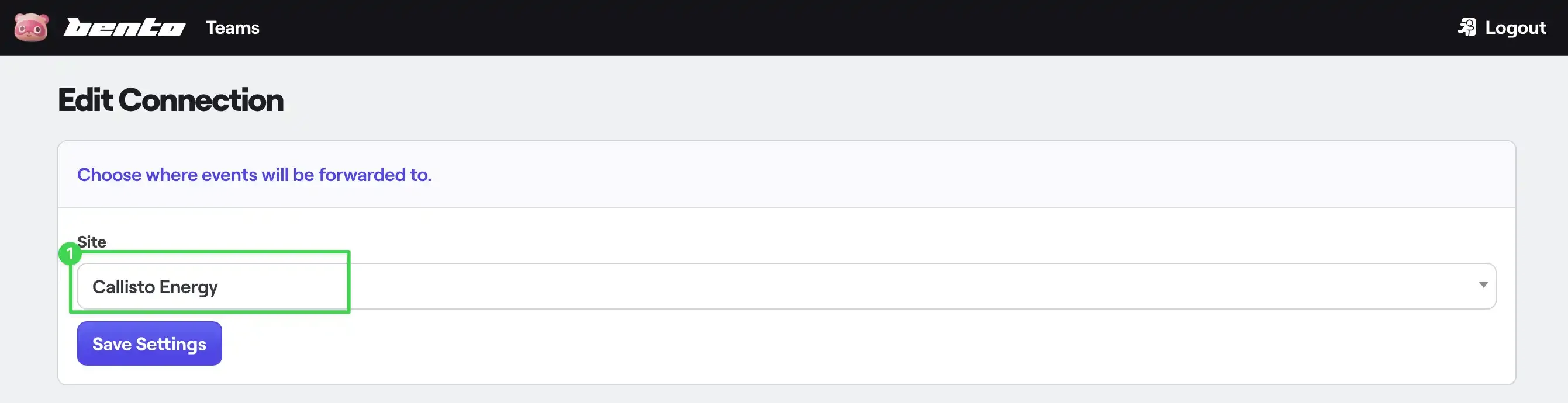 Changing the Bento site for the Stripe connector