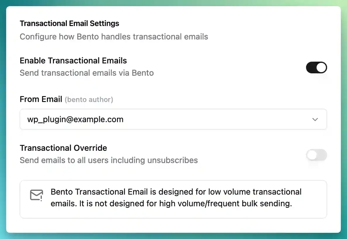 Transactional email settings